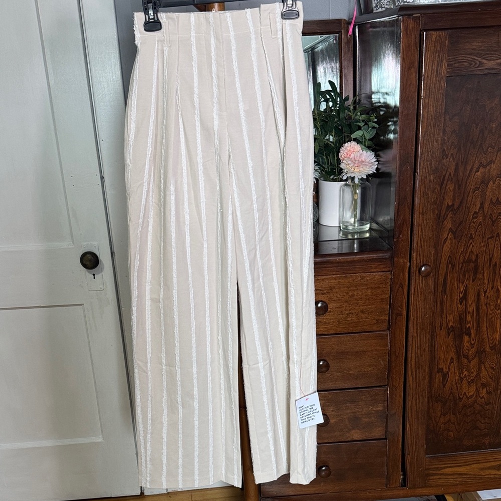 🤍 Topshop Striped Wide-Leg Trousers — Size 4